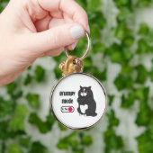 太った猫の不機嫌おもしろいモード キーホルダー (手)