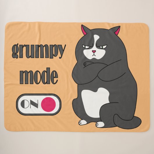 太った猫の不機嫌おもしろいモード シェルパブランケット (正面(横))