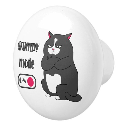 太った猫の不機嫌おもしろいモード セラミックノブ (右)