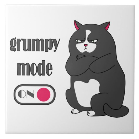 太った猫の不機嫌おもしろいモード タイル (正面)