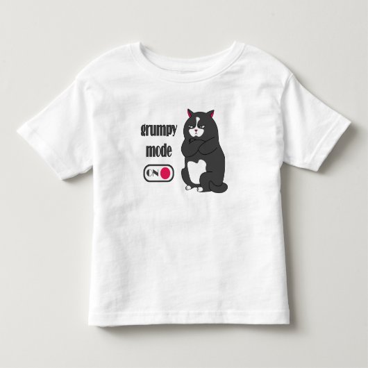 太った猫の不機嫌おもしろいモード トドラーTシャツ (正面)