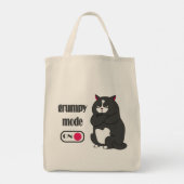 太った猫の不機嫌おもしろいモード トートバッグ (裏面)