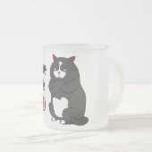 太った猫の不機嫌おもしろいモード フロストグラスマグカップ (正面右)