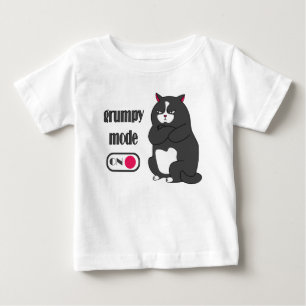 太った猫の不機嫌おもしろいモード ベビーTシャツ