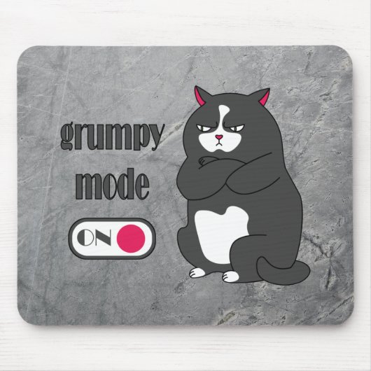 太った猫の不機嫌おもしろいモード マウスパッド (正面)