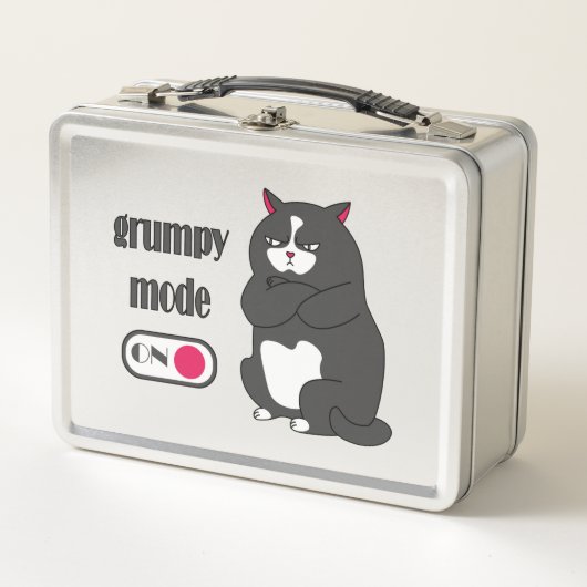 太った猫の不機嫌おもしろいモード  メタルランチボックス (正面)