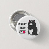 太った猫の不機嫌おもしろいモード 缶バッジ (正面&裏面)
