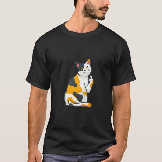 太った猫の中指 Tシャツ (正面)
