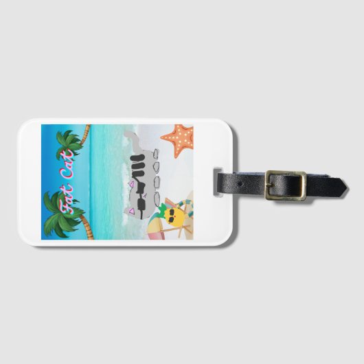 太った猫の休暇のラグラベル ラゲッジタグ (正面横)