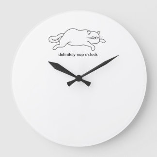 太った猫の時計の昼寝時間 ラージ壁時計
