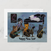 太った猫の正月のジャム シーズンポストカード (正面/裏面)