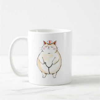 太った猫の看護師マグカップ - 看護師への面白いギフト コーヒーマグカップ