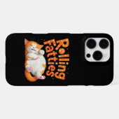 太った猫の転がり 可愛い猫 愛猫家 子猫 iPhoneケース (裏面横)