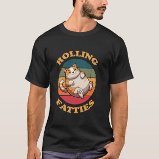 太った猫の転がり Tシャツ