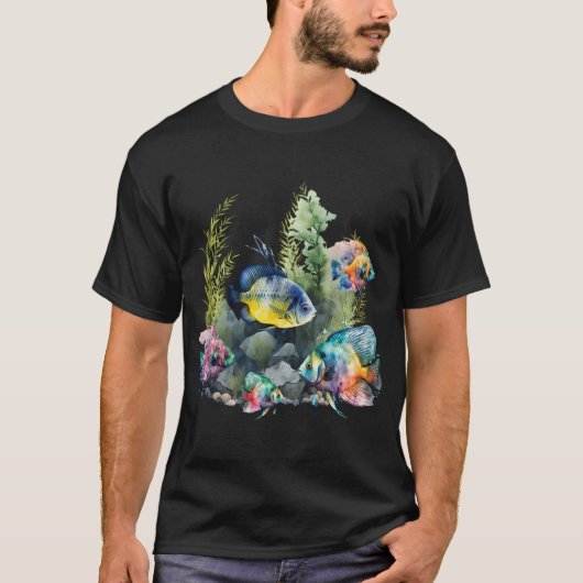 太った猫の釣り Tシャツ (正面)