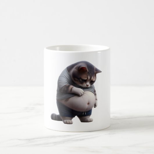 太った猫の面白いデザイン　肥満猫好きな人へ コーヒーマグカップ (中央)