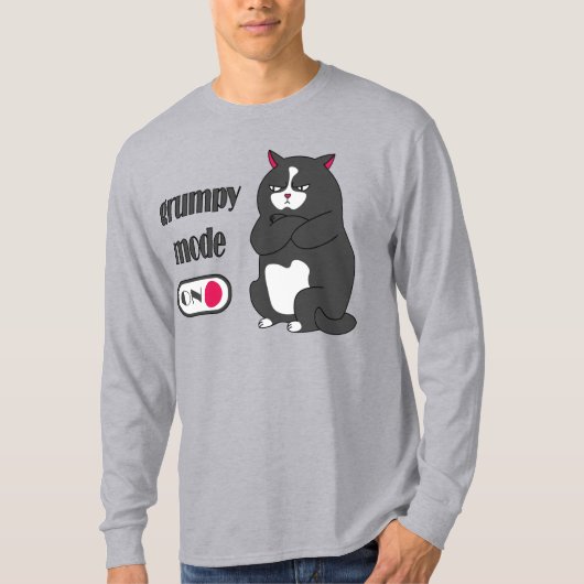 太った猫のTおもしろいシャツの不機嫌なモード Tシャツ (正面)