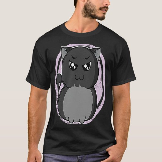 太った猫は怒っているみたい Tシャツ (正面)