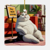 太った猫を邪魔しないおもしろい セラミックオーナメント (裏面)