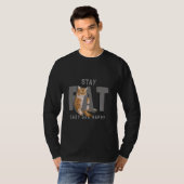 太った猫ステイ太った怠惰で幸せ Tシャツ (正面フル)