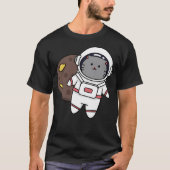 太った猫宇宙飛行士の宇宙 Tシャツ (正面)