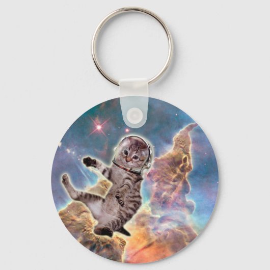 太った猫宇宙飛行士 キーホルダー (正面)