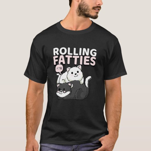 太った猫達 (面白い猫の引用 & 猫のグラフィック) Tシャツ (正面)