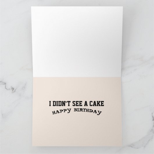 太った猫食べがケーキの大おもしろいきな誕生日カード カード (内部)