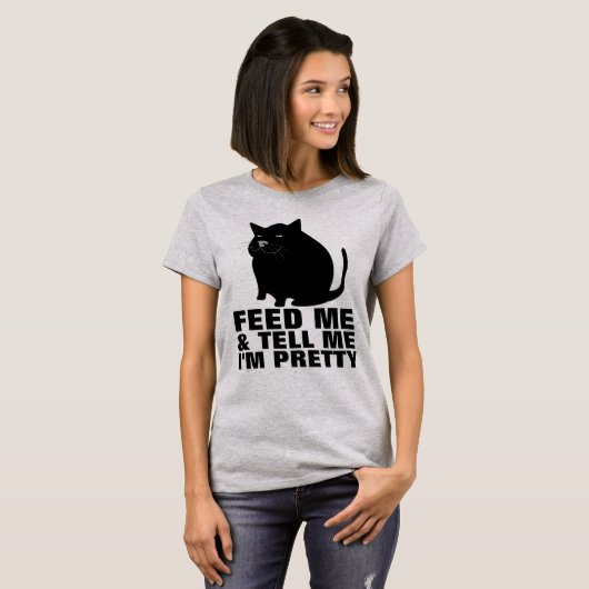 太った猫食べ物を与えよ、Tシャツだかわいらしと言う Tシャツ (正面フル)