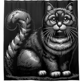 太った猫 シャワーカーテン