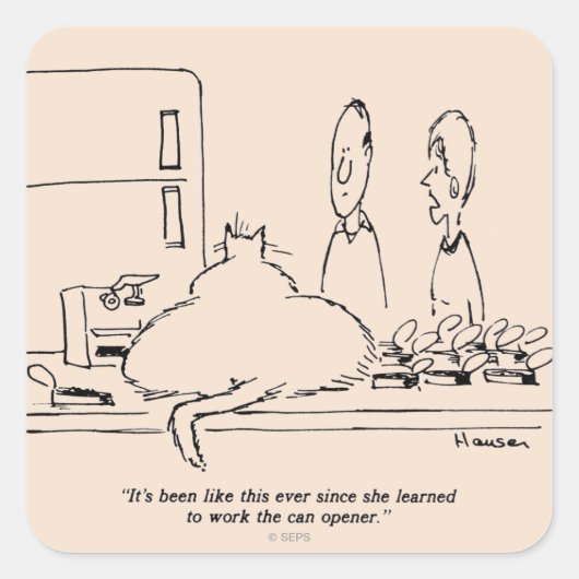 太った猫 スクエアシール (正面)