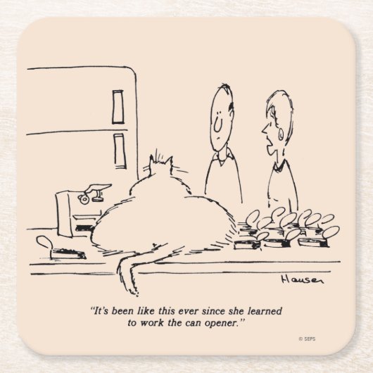 太った猫 スクエアペーパーコースター (正面)