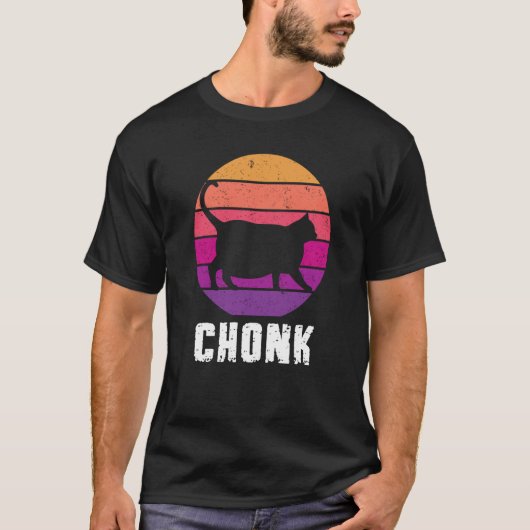 太った猫 ネコ好き 猫ママ 猿パパ ネコ Tシャツ (正面)