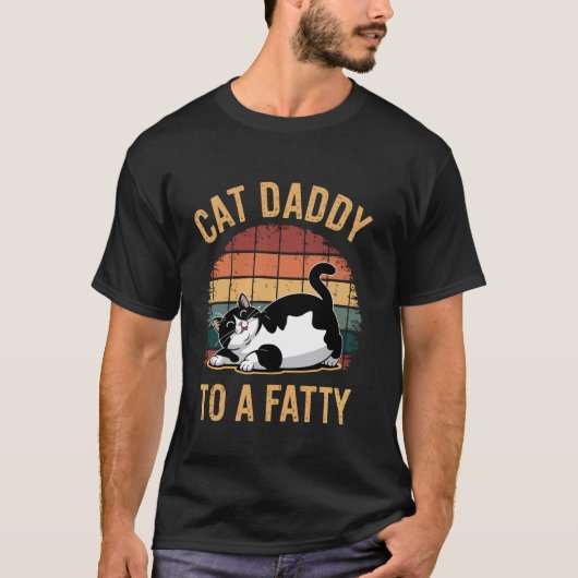 太った猫 ローリング ファティーズ 面白い ネコ お父さん 猫パパ Tシャツ (正面)
