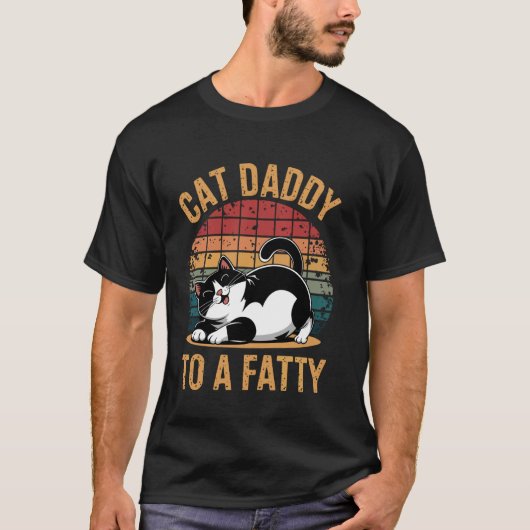 太った猫 ローリング ファティーズ 面白い ネコ お父さん 猫パパ Tシャツ (正面)