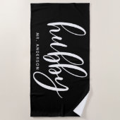 太った白黒の新婚の新郎 ビーチタオル (正面)