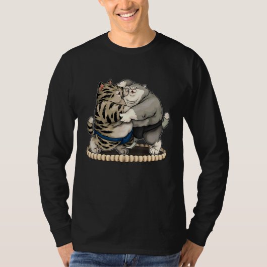 太った相撲のレスリング猫 Tシャツ (正面)