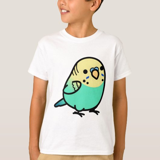 太った空色の黄色い頭のセキセイインコ Tシャツ (正面)