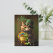 太った赤い猫をボウリングをする人、 クリケットの投手帽に シーズンポストカード (スタンド正面)