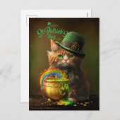 太った赤い猫をボウリングをする人、 クリケットの投手帽に シーズンポストカード (正面/裏面)