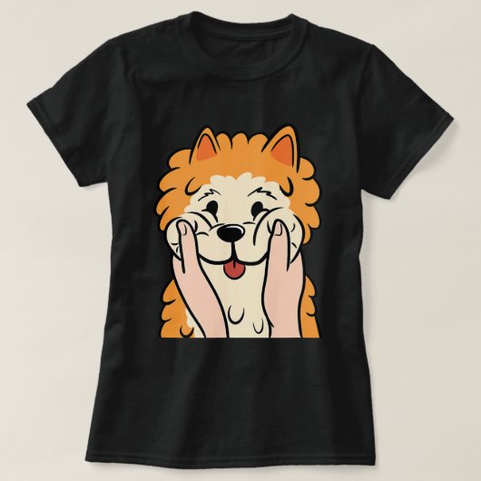 太った頬ポメラニア犬犬 Tシャツ (デザイン正面)