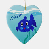 太った魚の漫画イラストレーション セラミックオーナメント (右)