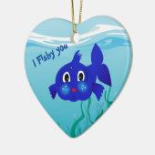 太った魚の漫画イラストレーション セラミックオーナメント (左)