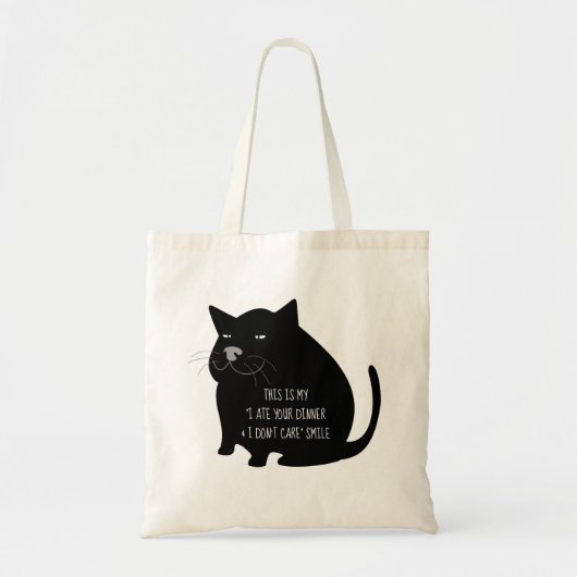 太った黒猫の自慢げな面白い引用 トートバッグ (正面)