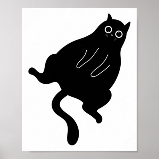 太った黒猫ステッカー ポスター (正面)