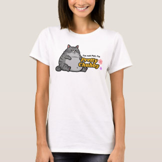 太ってるんじゃない、ふっくらしてるの - 女性用 ねこ 柄Tシャツ Tシャツ