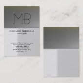 太っモダンぽいグレーのモノグラム名刺 名刺 (正面/裏面)
