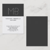 太っモダンぽいグレー白モノグラム名刺 名刺 (正面/裏面)