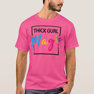 太め女子マジック かわいいプラスサイズ グラフィック Tシャツ
