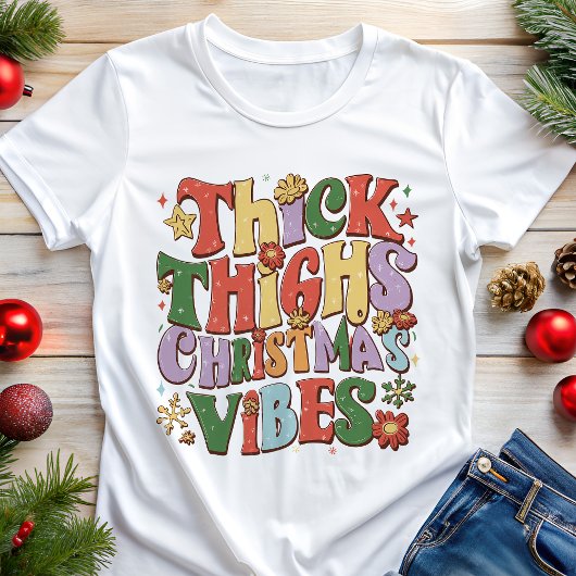 太ももが厚いクリスマスの雰囲気 面白いホリデー トライブレンドTシャツ